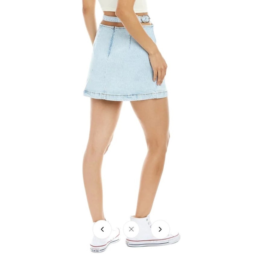 Revolve WeWoreWhat Women's Cut Out Mini Skirt Comfort Super Light Sz M Blue